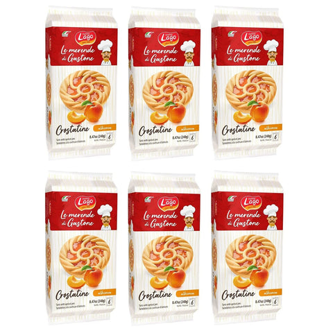 Lago 6x Gastone Lago Crostatine all'Albicocca Aprikosentörtchen Packung à 240 g, Jede Packung Enthält 6 Snack à 40 g italienisch Original Kekse