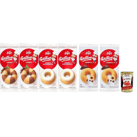 Lago Snack Kuchen & Backwaren Lago 1968, Le Merende di Ciambelle Testpaket 6 Stuck, Kakao-Donuts, Einzeln verpackte, weiche Snacks, ohne Palmöl Original italienisch inkl. Italian Gourmet Polpa 400g 8004800035219