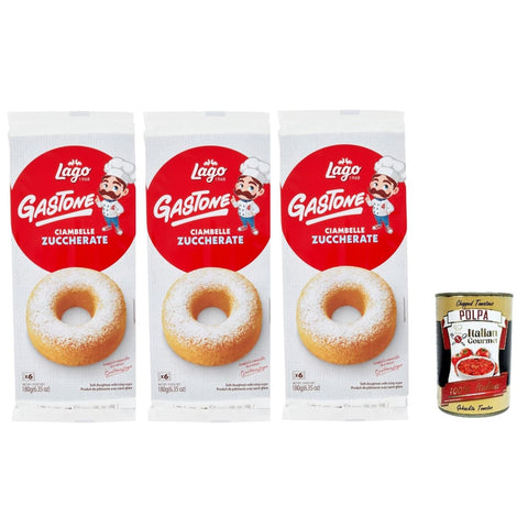 Lago Snack Kuchen & Backwaren Lago 1968, Le Merende di Ciambelle zuccherate 3x 180 g, Donuts mit Zucker, Einzeln verpackte, weiche Snacks, ohne Palmöl italienisch Original 8032804040014