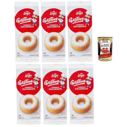 Lago 1968, Le Merende di Ciambelle zuccherate 6x 180 g, Donuts mit Zucker, Einzeln verpackte, weiche Snacks, ohne Palmöl italienisch Original