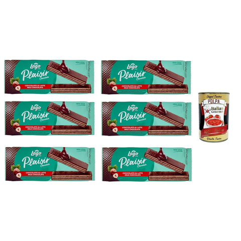 Lago Plaisir, Wafer mit Milchschokolade bedeckt und mit Haselnusscreme 57% gefüllt 6x120g Original italienisch Gebäck