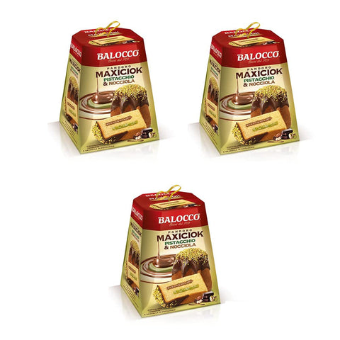 Latte Balocco Balocco Pandoro Maxiciok Pistacchio e Nocciola Weihnachtssüßigkeiten gefüllt mit Pistaziencreme und 3x 800g italienisch Original