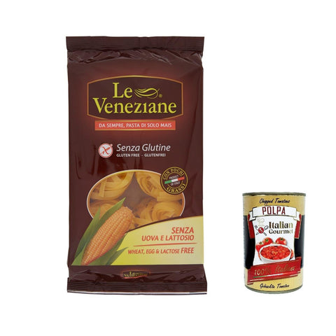 Le Veneziane Pasta di Mais Fettuccine N.28 senza glutine, 100 % italienische Maisnudeln 8x Original italienisch