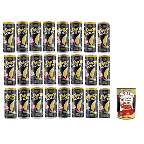 Lemonsoda Lemonsoda Dosen, italienisch trinken, lemonade soft drink, aus italienischen Zitronen, 24x 330 ml mit Fruchtfleisch Original