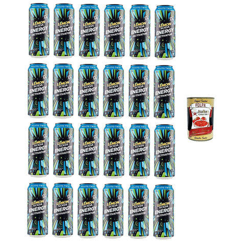 Lemonsoda Energieaktivator Mojito Twist alkoholfreies Getränk Sportgetränke 24x 50 cl Original italienisch inkl. Italian Gourmet Polpa 400g