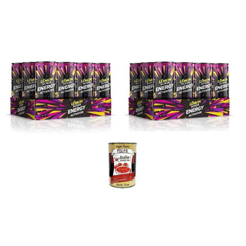 Lemonsoda Energy Drinks Lemonsoda Energy Activator - Tropical Trip, Energy Drink mit tropischem Fruchtgeschmack, 24 Dosen à 33 cl, mit einer Mischung aus Früchten, Vitaminen und Koffein Original italienisch inkl. Italian Gourmet Polpa 400g 8032804040014