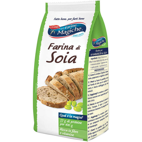 Lo conte le farine magiche Farina di Soia Sojamehl reich an Ballaststoffen ideal für Brot Pizza Cremes und 300 g italienisch Original