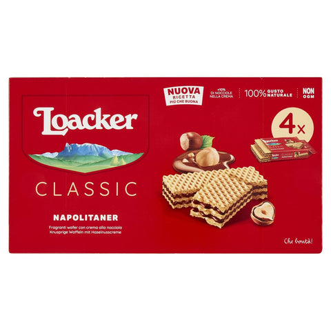 Loacker Classic Würfel Haselnuss schoko reigel kekse Waffeln Napolitaner Multipack (4x 45 g) italienisch Original