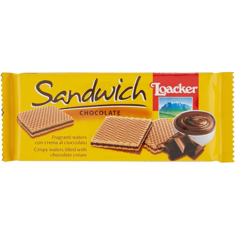 Loacker Kekse Loacker Sandwich Chocolate, duftende Waffeln mit Schokoladencreme 75 g Kekse italienisch Original 8000380005567