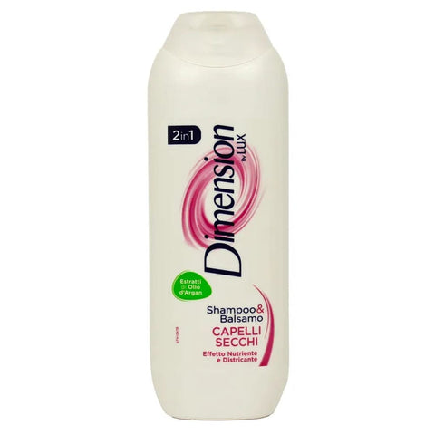Lux Shampoos 12x Dimension by Lux 2 in 1 Shampoo e Balsamo Capelli Secchi Shampoo und Spülung mit Arganöl-Extrakt, 250 ml 8710447174746
