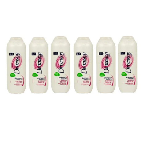 Lux Shampoos 6x Dimension by Lux 2 in 1 Shampoo e Balsamo Capelli Secchi Shampoo und Spülung mit Arganöl-Extrakt, 250 ml 8710447174746