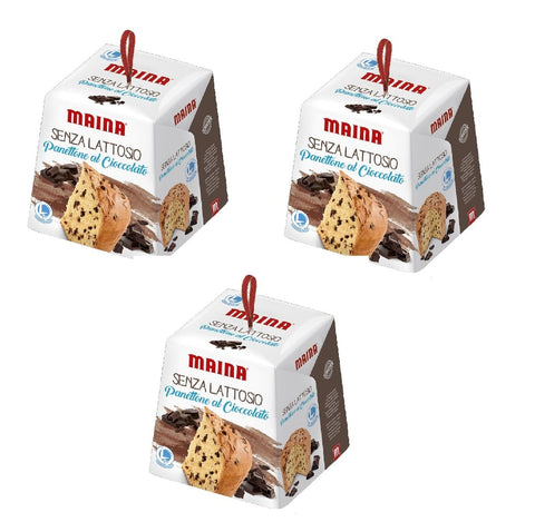 Maina Snack Kuchen & Backwaren 3x Maina Panettone Senza Lattosio al cioccolato Laktosefreier Schokoladen-Panettone 750 g, italienisches Original 8005190407938