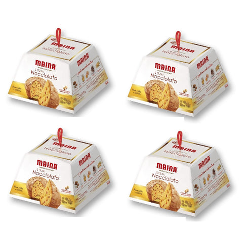 Maina Snack Kuchen & Backwaren 4x Maina Panettone Il Gran Nocciolato Klassisch mit Haselnussglasur 750 g