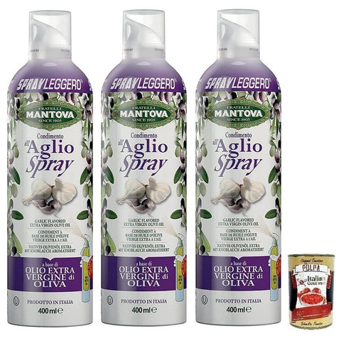 Mantova Fratelli Mantova Condimento all' Aglio Spray Nativem Olivenöl Extra Knoblauch aromatisiert Sprühöl 3x 400ml italienisch Original