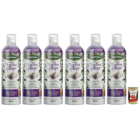 Mantova Öl, Essig & Dressings Mantova Fratelli Mantova Condimento all'Aglio Spray Nativem Olivenöl Extra Knoblauch aromatisiert Italienisches Sprühöl 400 ml 6x italienisch Original 8006830990520
