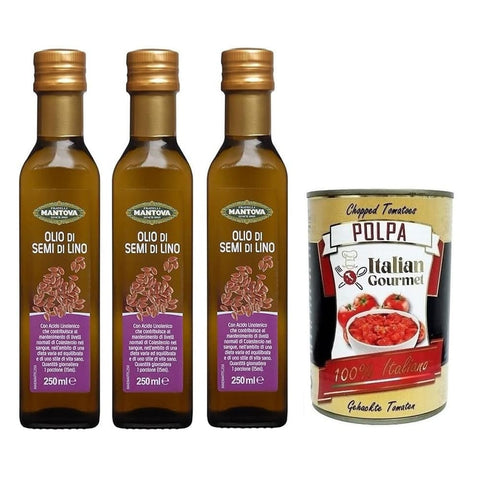 Mantova Öl, Essig & Dressings Mantova Fratelli Mantova Olio Semi di Lino Leinsamenöl Leinöl Reich an Omega 3 Glas 3x 250ml italienisch Original 8006830610817