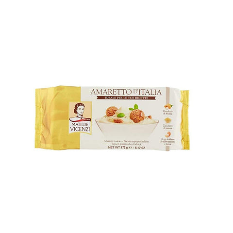 Matilde Vicenzi Amaretto d'Italia mit Mandeln Kekse bittersüßer Geschmack Italienisches Gebäck 175 g 12x italienisch Original
