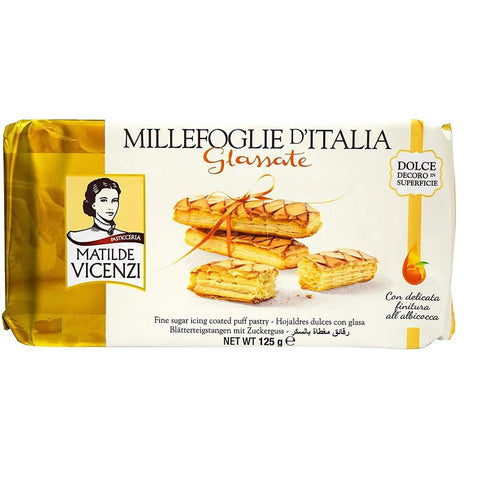Matilde Vicenzi Millefoglie d'Italia Glassate Kekse gefrosteter Blätterteig Aprikosenfüllung 3x 125g italienisch Original