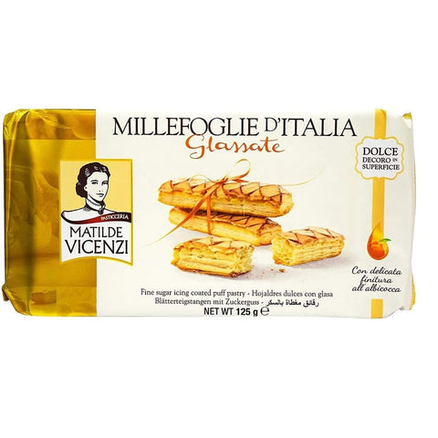 Matilde Vicenzi Kekse Matilde Vicenzi Millefoglie d'Italia Glassate Kekse gefrosteter Blätterteig Aprikosenfüllung 3x 125g italienisch Original 8000350001919