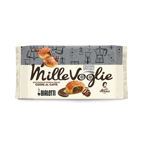 Matilde Vicenzi Krokant Matilde Vicenzi Millevoglie Caffè Bialetti Blätterteig Häppchen mit Kaffeefüllung Herz 10x100gr italienisch Original