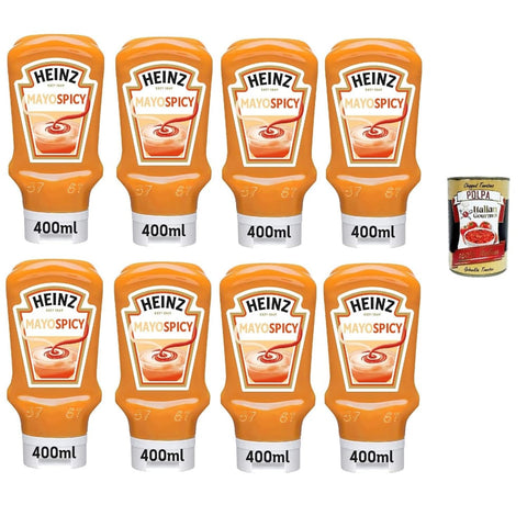 Mayo Spicy Ketchup Mayo Spicy Veganer Mayonnaise mit Sriracha -Geschmack, Cremig mit würziger Wendung, 10 Flasche von 400ml Original italienisch inkl. Italian Gourmet Polpa 400g 8032804040014