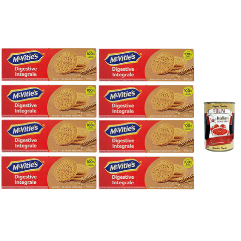 Mc Vitie's Mc-Vitie's Biscotti digestive integrale Vollkorn-Verdauungskekse 8x400 g italienisch Original + kostenlos polpa 400 g
