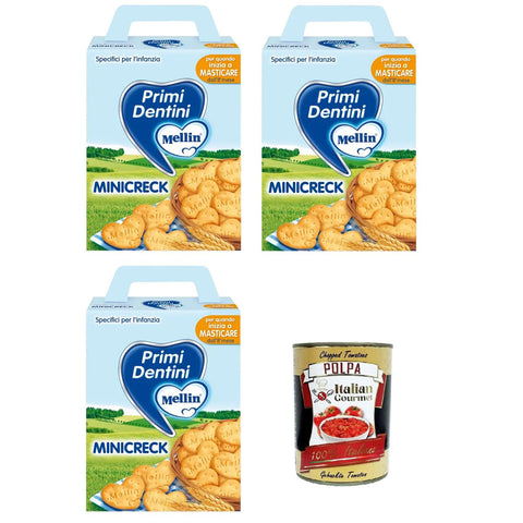 Mellin Mini Creck Primi Dentini Mini Creck Erste Zähne 3x 180 g Abgepackte Gebäckstücke italienisch Original