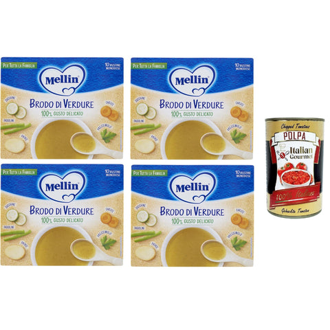 Mellin Brodo di verdure per tutta la famiglia Gemüsebrühe für die ganze Familie 100% delikater Geschmack 4x80 g italienisch Original