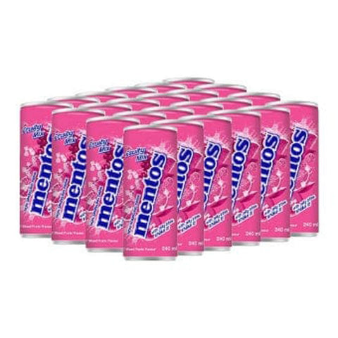 MENTOS Bitter Lemon MENTOS Fruity Mix Erfrischungsgetränk mit Fruchtgeschmack und Kokosnussgeleestückchen 24x240 ml italienisch Original 8032804040014