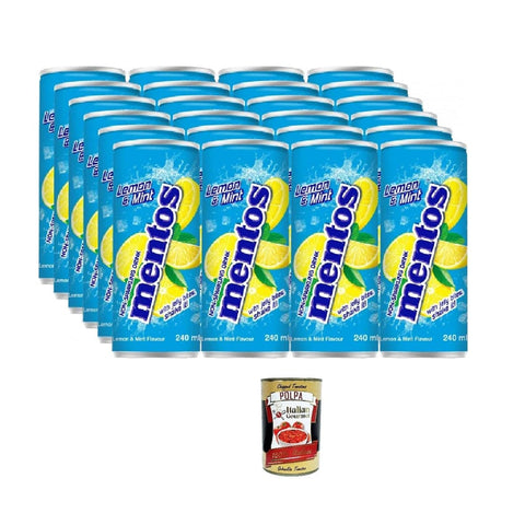 MENTOS Bitter Lemon MENTOS Lemon & Mint Erfrischungsgetränk mit Zitronen und Minzgeschmack und Kokosgeleestückchen 24x240 ml italienisch Original 8801069417387
