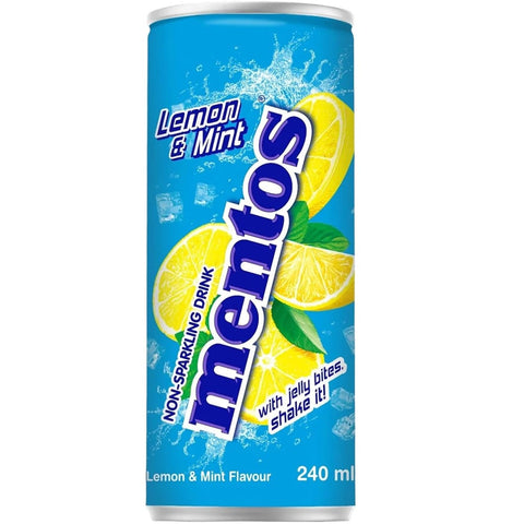 MENTOS Bitter Lemon MENTOS Lemon & Mint Erfrischungsgetränk mit Zitronen und Minzgeschmack und Kokosgeleestückchen 24x240 ml italienisch Original 8801069417387