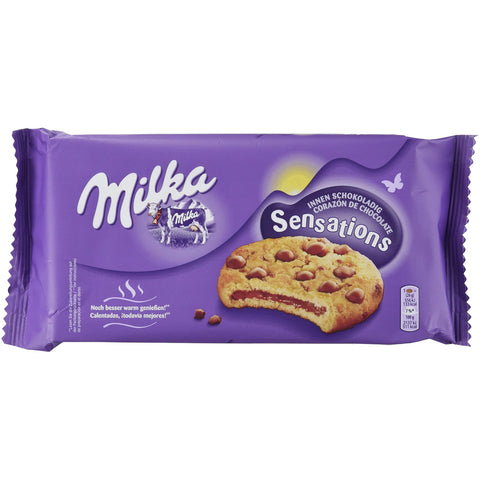 Milka Sensations Innen Schokoladig Cookie mit Schokostückchen und Schokoladencrèmefüllung 12x156g Original italienisch Kekse