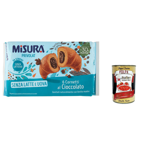 Misura Privolat Cornetti Cioccolato Privolat Schokolade Croissants, ohne Milch und Eier 12x298g Original italienisch Gebäck