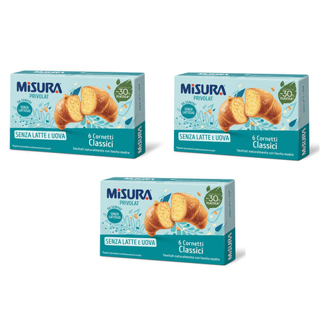 Misura Privolat Cornetti Classici Senza Latte e Uova Klassische Croissants ohne Milch und Ei 6x40g Original italienisch Gebäck