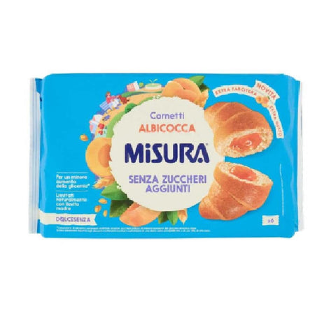 Misura Abgepackte Gebäckstücke 4x Misura Dolcesenza Cornetti all'Albicocca Extra Aprikosenfüllung – Extra Geschmack – Ohne Zuckerzusatz 8002590102043