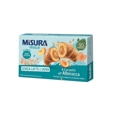 Misura Abgepackte Gebäckstücke Misura Privolat Cornetti all'Albicocca Senza Latte e Uova Croissants mit Aprikosenfüllung ohne Milch und Ei 290g Original italienisch 8002590062927