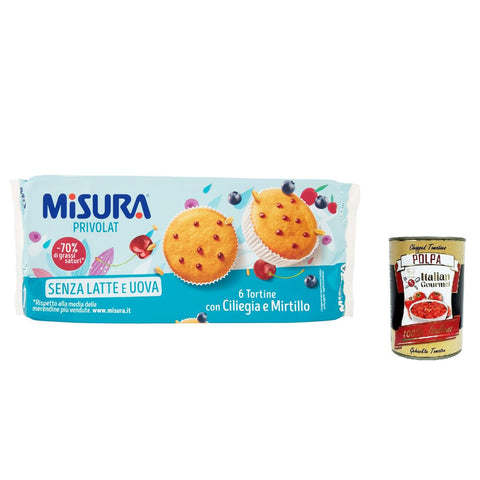 Misura Tortine con Ciliegia e Mirtillo Privolat Törtchen mit Kirsche und Heidelbeere ohne Milch und Eier 12x290g Original italienisch Kekse