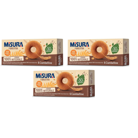 Misura Fibrextra Ciambelline Integrali Vollkorn Donuts 100% Vollkornmehl Weicher Snack 3x 230g Original italienisch