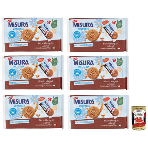 Misura Dolcesenza Biscotti Integrali con Cereali Vollkornkekse mit Müsli Ohne Zuckerzusatz Polpa di Pomodoro Dose 6x 280g + 400g italienisch Original