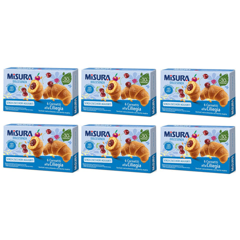 Misura Dolcesenza Cornetti alla Ciliegia Senza Zuccheri Aggiunti Croissant mit Kirschfüllung Ohne Zuckerzusatz 6x 290g Original italienisch