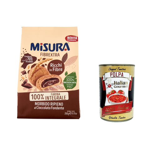 Misura Fibrextra Biscotti Integrali Ripieni di Cioccolato Vollkorn kekse gefüllt mit dunkler Schokolade 100 % Vollkornmehl reich an Ballaststoffen 260 g 6x