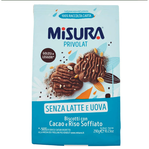 Misura Privolat Kekse mit Puffreis und Kakao ohne Milch und Eier 250 g 6x italienisch Original