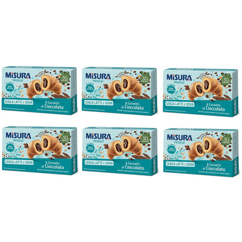 Misura Kekse Misura Privolat Cornetti al Cioccolato Senza Latte e Uova Croissants mit Schokoladenfüllung ohne Milch und Ei 6x 290g Original italienisch 8002590062934