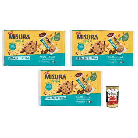 Misura Kekse Misura Privolat Kekse mit Müsli und Schokoladentropfen Ohne Milch Laktosefrei und ohne Eier Packung mit 3x 280g italienisch Original 8002590081843