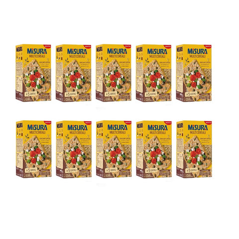 Misura Knabberartikel 10x Misura Multicereali cracker croccanti ai 5 cereali con semi di zucca,sesamo e quinoa Knusprige Fünfkorncracker mit Kürbiskernen, Sesamsamen und Quinoa 200gr