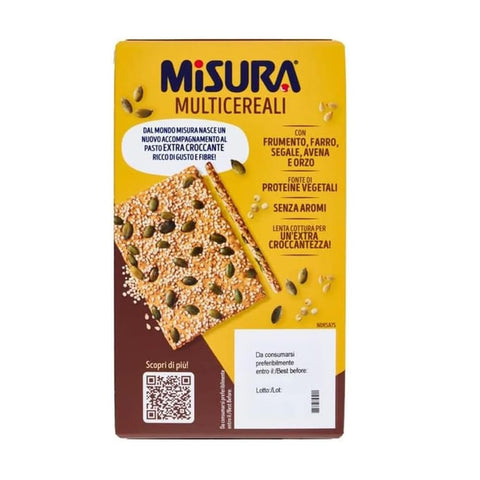 Misura Knabberartikel 10x Misura Multicereali cracker croccanti ai 5 cereali con semi di zucca,sesamo e quinoa Knusprige Fünfkorncracker mit Kürbiskernen, Sesamsamen und Quinoa 200gr