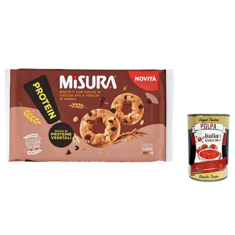 Misura Protein Kekse mit Schokoladenstückchen und Haferflocken | Reich an pflanzlichen Proteinen | Italienisches Mehl 260 g 3x italienisch Original + kostenlos