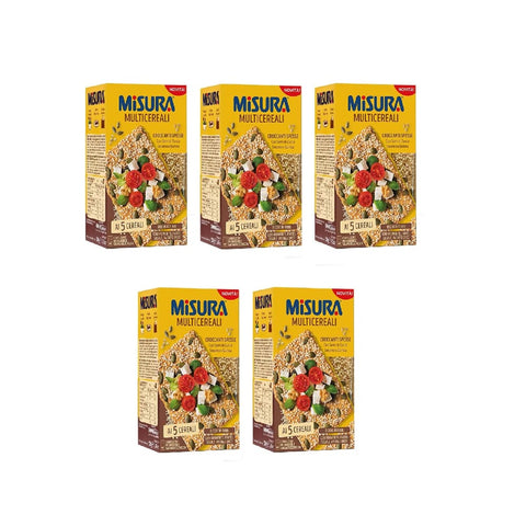 Misura Knabberartikel 5x Misura Multicereali cracker croccanti ai 5 cereali con semi di zucca, sesamo e quinoa Knusprige Fünfkorncracker mit Kürbiskernen, Sesamsamen und Quinoa 200gr