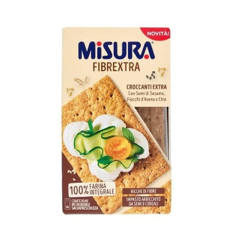 Misura Knabberartikel 6x Misura Fibrextra cracker integrali con semi di sesamo, fiocchi d'avena e chia Vollkorncracker mit Sesamsamen, Haferflocken und Chiasamen, 160 g