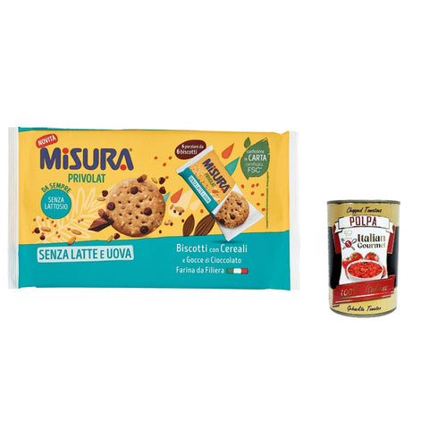 Misura Knabberartikel Misura Privolat Kekse mit Müsli und Schokoladenstückchen Ohne Milch und Eier Italienisches Mehl 280 g 3x italienisch Original + kostenlos polpa 400 g 8002590081843